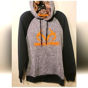 Realtree Mens Medium Black/gray Hoodie Spell out Logo Heavyweight Camouflage